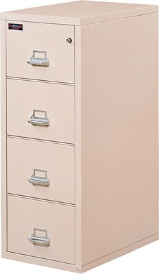 FireKing 2 Hour Rated 4-Drawer Vertical File Cabinet, Locking, Legal, Parchment, 32.06 (4-2157-2PA)