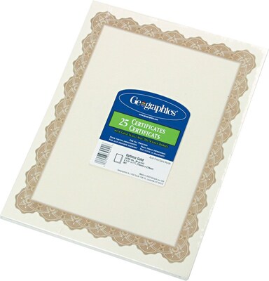 Geographics Certificates, 8.5 x 11, Gold, 25/Pack (39451S)