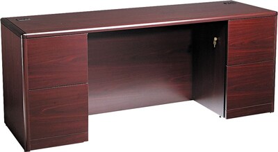 HON® 10700 Series with Full-Height Pedestals in Mahogany, Kneespace Credenza
