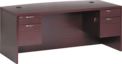 HON® 11500 Series Valido™ Office Collection in Mahogany, Double Pedestal Bow Top Desk