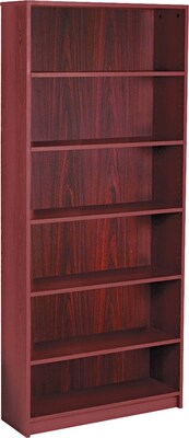 HON® Radius-Edge Laminate Bookcases, 84H, 6 Shelves, Mahogany