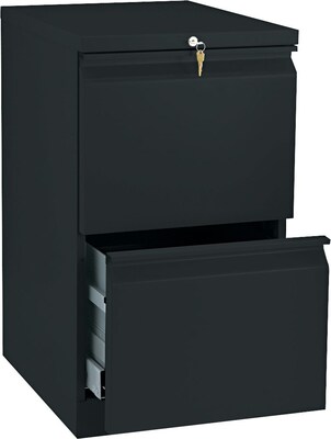 HON Brigade 2-Drawer Mobile Vertical File Cabinet, Letter Size, Lockable, 28"H x 15"W x 19.875"D, Black (H33820RP)