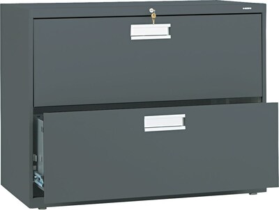 HON Brigade 600 Series Lateral File Cabinet, A4/Legal/Letter, 2-Drawer, Charcoal, 36W