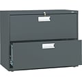 HON Brigade 600 Series Lateral File Cabinet, A4/Legal/Letter, 2-Drawer, Charcoal, 36W