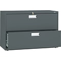 HON Brigade 600 Series Lateral File Cabinet, A4/Legal/Letter, 2-Drawer, Charcoal, 42W