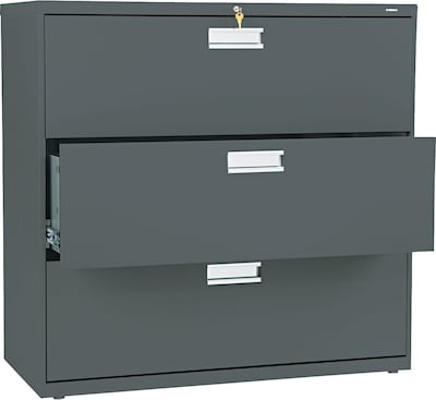 HON Brigade 600 Series Lateral File Cabinet, A4/Legal/Letter, 3-Drawer, Charcoal, 42W NEXT2017 NEXT