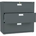 HON Brigade 600 Series Lateral File Cabinet, A4/Legal/Letter, 3-Drawer, Charcoal, 42W NEXT2017 NEXT