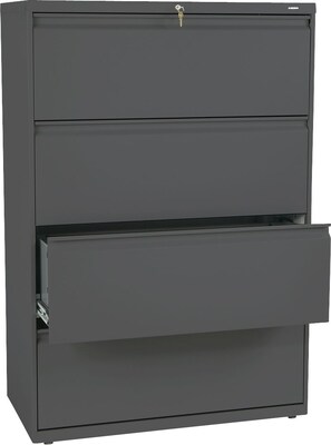 HON Brigade® 800 Series Lateral File, 4-Drawer, 53-1/4Hx36Wx19-1/4D, Charcoal