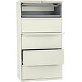 HON Brigade® 800 Series Lateral File, 5-Drawer with Roll-Out/Posting Shelves,67Hx36Wx19-1/4D,Putty
