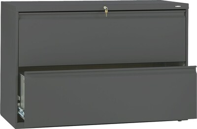 Hon® Brigade® 800 Series 2-Drawer 28 3/8H x 42W x 19 1/4D Lat File Cabinet, Charcoal, Lgl (892LS)