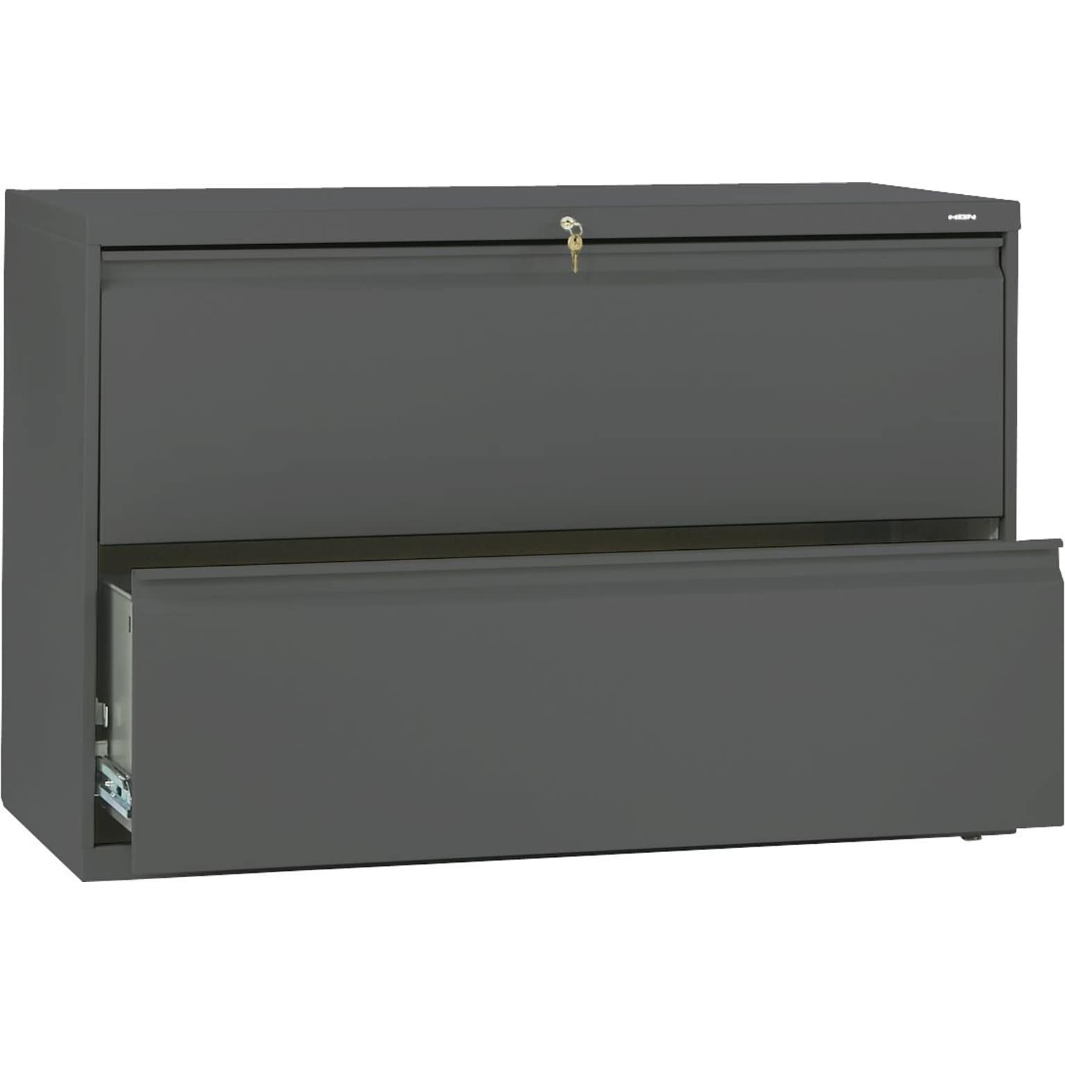 Hon® Brigade® 800 Series 2-Drawer 28 3/8H x 42W x 19 1/4D Lat File Cabinet, Charcoal, Lgl (892LS)