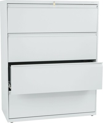 Hon® Brigade® 800 Series 4-Drawer Lateral File Cabinet, Light Grey, Letter/Legal (894LQ)