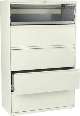Hon® Brigade® 800 Series 5-Drawer Lateral File Cabinet, Putty, Letter and Legal (895LL)