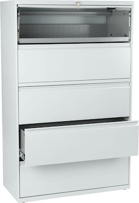 HON® Brigade™ 800 Series Lateral File Cabinet, 42" Wide, 5-Drawer, Light Gray