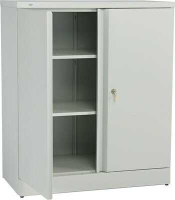 basyx™ by HON® Easy-to-Assemble 42 High, 3- Shelf Storage Cabinet, Light Gray