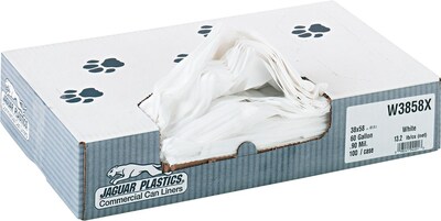 Jaguar Plastics® Commercial Low Density Trash Bags, 60 Gallon, Extra Heavy, 100/Case