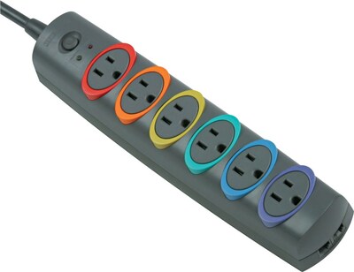 Kensington SmartSockets 6 Outlet Surge Protector, 8 Cord, 1260 Joules (62144)