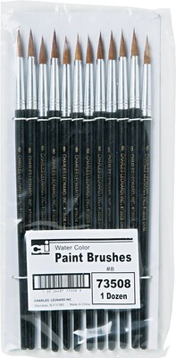 Leonard Natural Camel Hair Fine Paint Brush, Black, 12/Pack