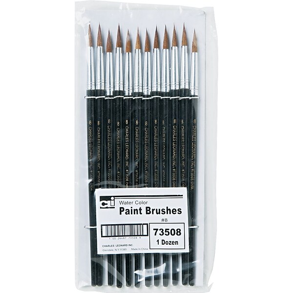 Flat Tip Paint Brushes, 1/4 Natural Bristle, Short, Set of 12 - CHL73125, Charles Leonard