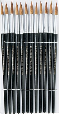 Leonard Paint Brush, Fine Camel Hair, Black, Aluminum Ferrules, Size 12, 1 1/16 Brush, 12/k