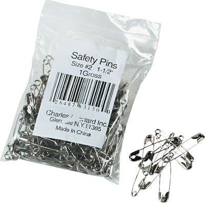 Nickel-Plated Steel Safety Pins, 1-1/2, 144 Pins/Pack