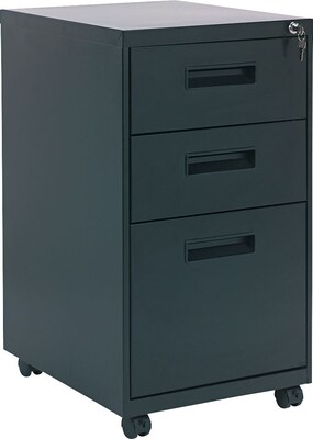 Alera 19 Deep, 3  Drawer Mobile Vertical File Cabinet, Black