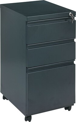 Alera 19 Deep, 3 Drawer Full Length Pull Mobile Vertical File Cabinet, Charcoal