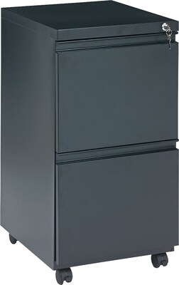 Alera 19 Deep, 2 Drawer Full Length Pull Mobile Vertical File Cabinet, Black