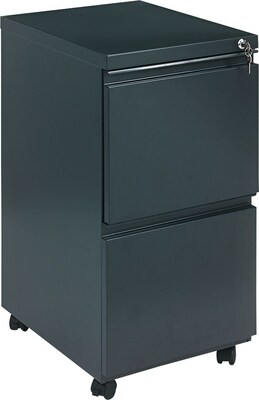 Alera 19 Deep, 2 Drawer Full Length Pull Mobile Vertical File Cabinet, Charcoal