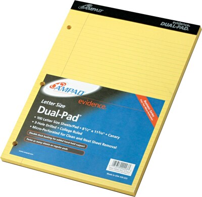 Staples® Notepad, 8.5" x 11.75", Narrow, Canary, 100 Sheets/Pad (13771/18578)