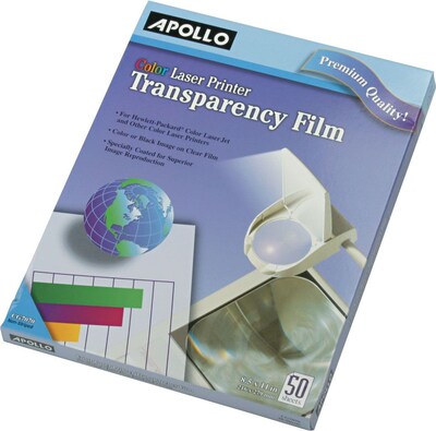 Apollo Color Laser Printer/Copier Transparency Film, Letter, Clear, 8 1/2(W) x 11(H), 50/Box (CG7070E)