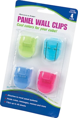 Advantus Cubicle Clips, Assorted Cool Colors, 4/Pack (75306)