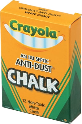 Crayola Anti-Dust Chalkboard Chalk, White, 12/Box (50-1402)