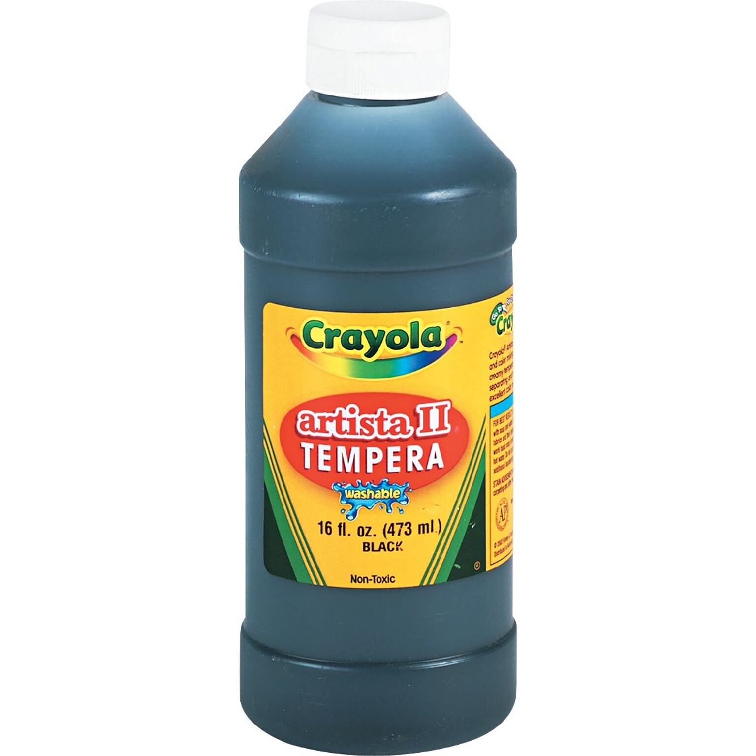 Binney & Smith Crayola® Artista II Washable Tempera Paint, Black, 16 oz.