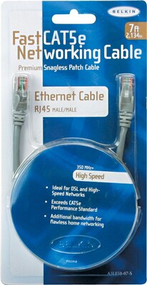 Belkin® 7 RJ45 FastCAT™ 5E Patch Cable, Grey