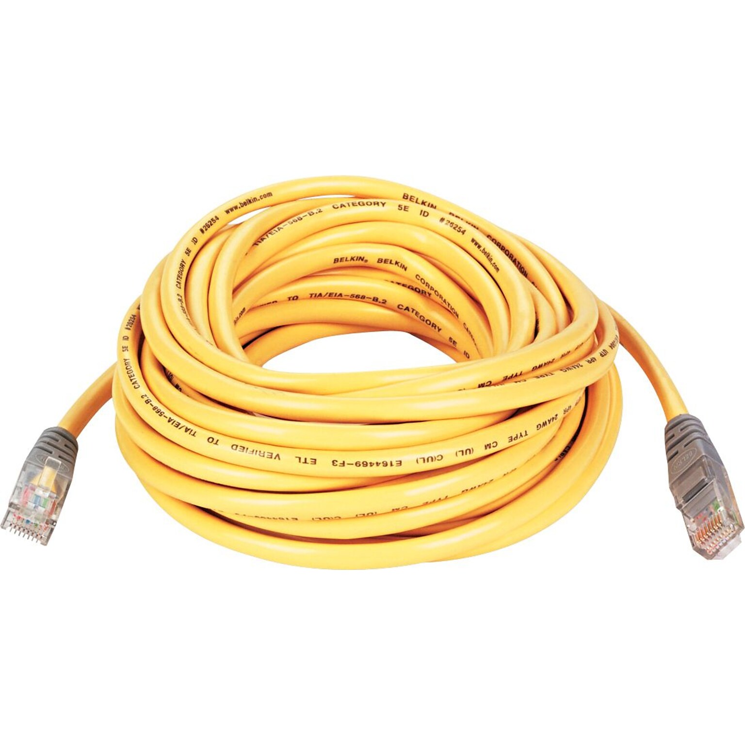 Belkin® RJ45 Cat-5E Crossover Cable, 25 Yellow