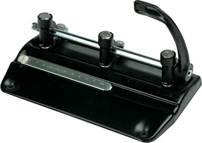 Master® 5335B Adjustable Heavy-Duty 3-Hole Punch, 11/32 Diameter, 32 Sheets/20 Lb., Black