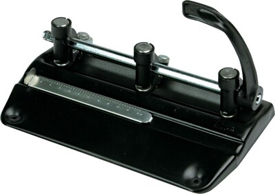 Master® 5335B Adjustable Heavy-Duty 3-Hole Punch, 11/32 Diameter, 32 Sheets/20 Lb., Black