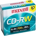 Maxell 630011 4x CD-RW, Silver, 10/Pack