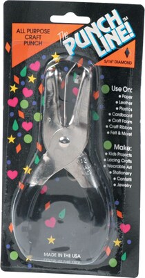 Punchline Medium-Duty 1-Hole Diamond Shape Punch, 15 Sheets/20 lb., Black/Silver