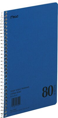 Mead 1-Subject Notebook, 6 x 9.5, College Ruled, 80 Sheets, Blue (06544)