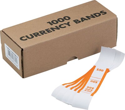 MMF Industries® Currency Bands, Orange/$50, 20,000/Carton