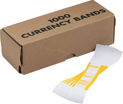 MMF Industries® Currency Bands, Yellow/$1000, 20,000/Carton