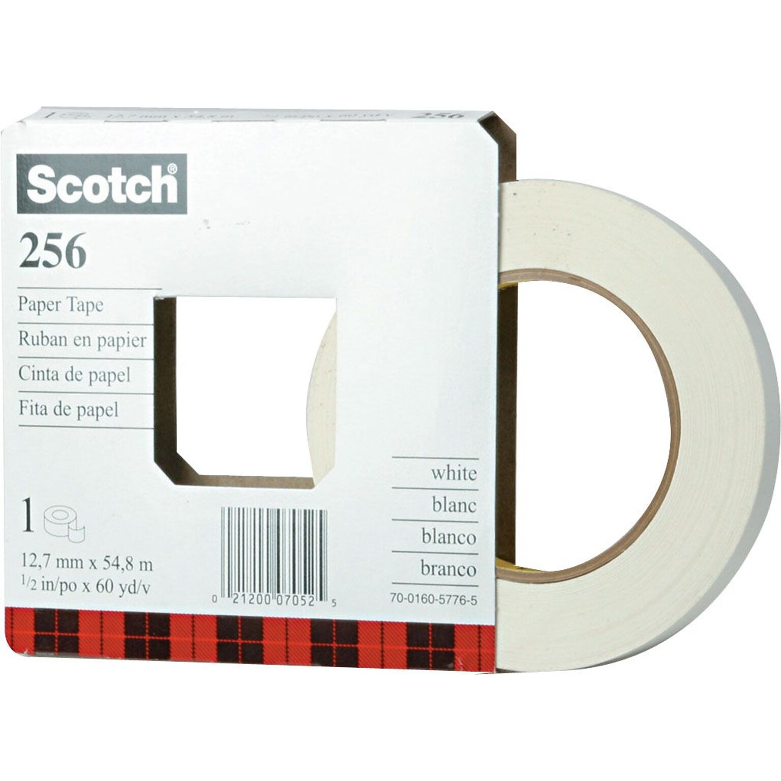 Scotch® White Paper Tape, 1/2 x 60 Yards, 3 Core (25612)