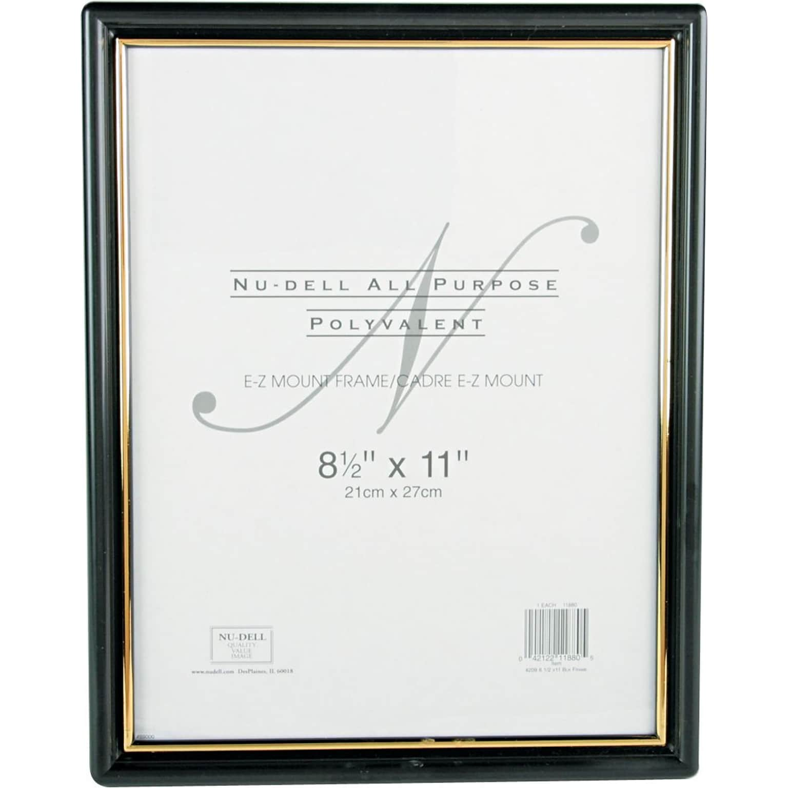 NuDell™ EZ Mount Document Frame, Black with Gold Border, 8 1/2 x 11