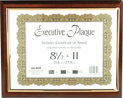 NuDell™ Prestige Executive Award Plaque, Walnut, 13 x 10 1/2 Overall Dimension