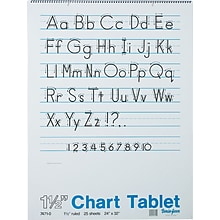 Pacon Chart Tablets 32 x 24 Writing Paper, Wide Ruling, White, 25 Sheets/Pad, 12 Pads/Carton (7471