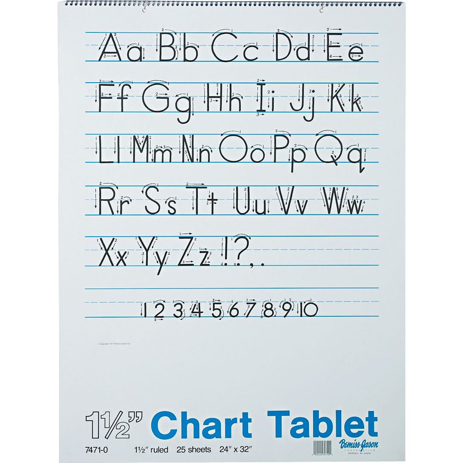 Pacon Chart Tablets 32 x 24 Writing Paper, Wide Ruling, White, 25 Sheets/Pad, 12 Pads/Carton (74710)