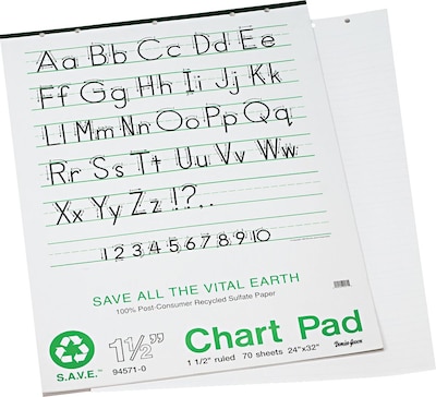 Pacon S.A.V.E Recycled Chart Pad, 24 x 32, 1 1/2 Ruling, 70 Sheets/Pad