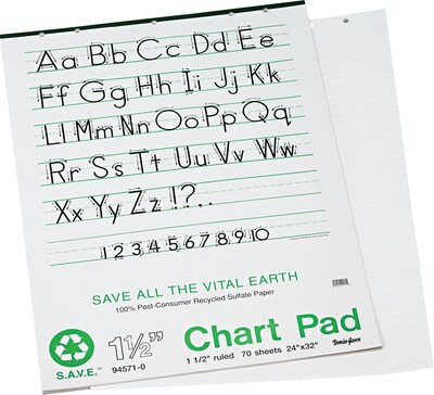Pacon S.A.V.E Recycled Chart Pad, 24 x 32, 1 1/2 Ruling, 70 Sheets/Pad